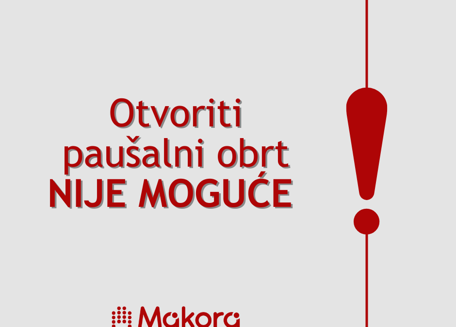 Otvoriti paušalni obrt – nije moguće!